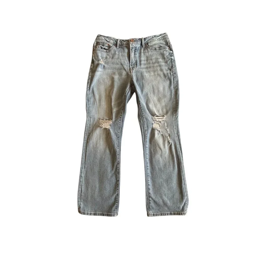Seven7 Jeans Size 8 Light Wash Distressed Mid Rise Stretch Denim - Picture 2 of 13